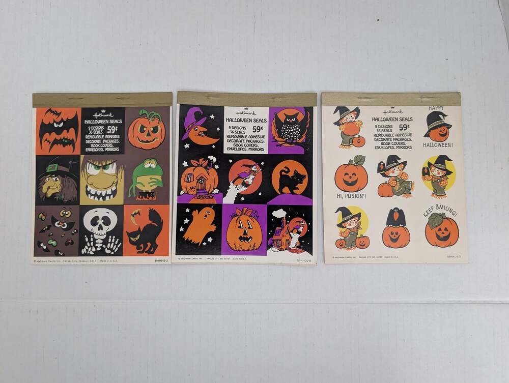 Vintage 1970s Hallmark Halloween Sticker Seal Booklets, Pre-Owned Lot of 3